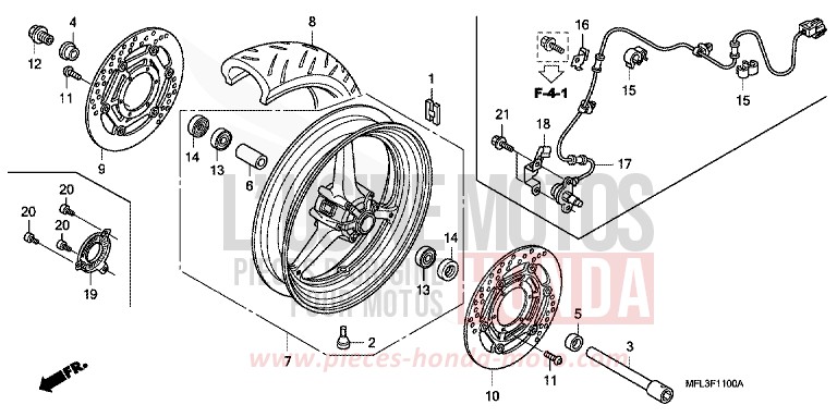 ROUE AVANT de CBR1000RR "Fireblade" PEARL SUNBEAM WHITE (NHA66HA) 2010